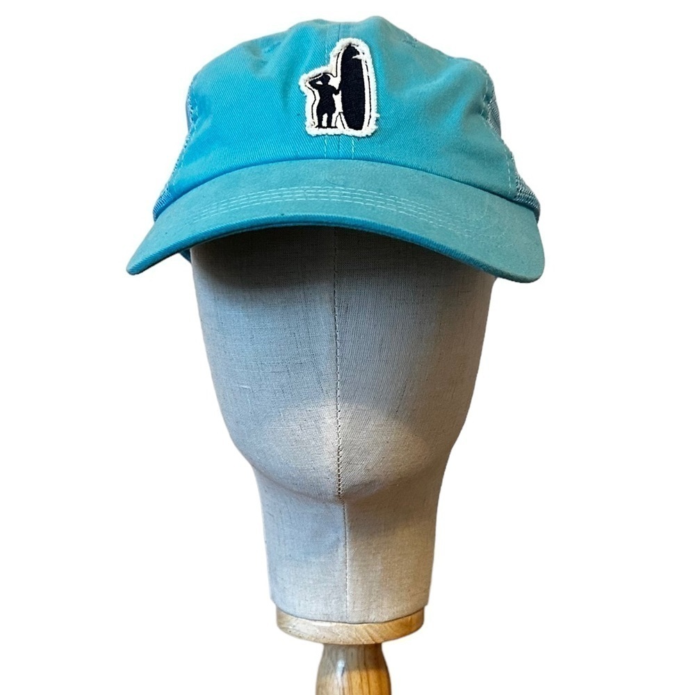 Johnnie-O Aqua Blue Surf Logo Snap Back Baseball Hat‎ Mesh Sides One Size